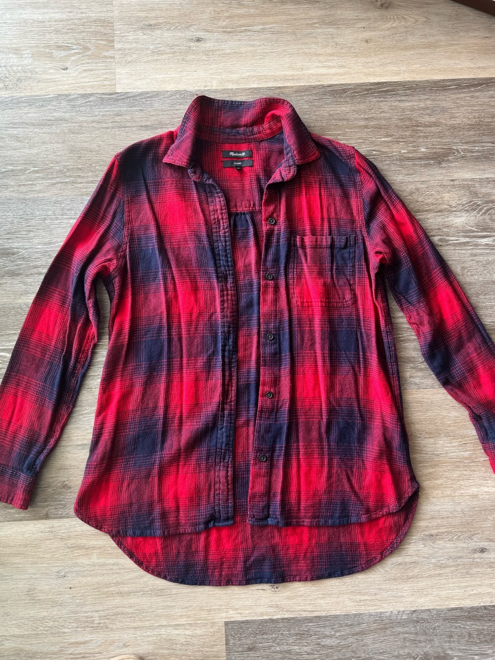 Madewell Classic Ex-Boyfriend Plaid Flannel Shirt, Medium